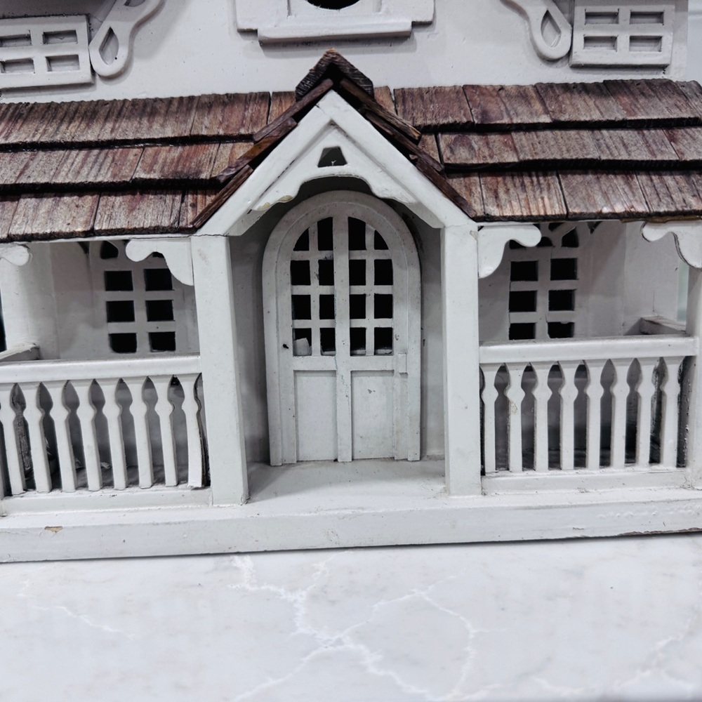 Charming White Cottage Bird House 🕊️ - Picture 2 of 8